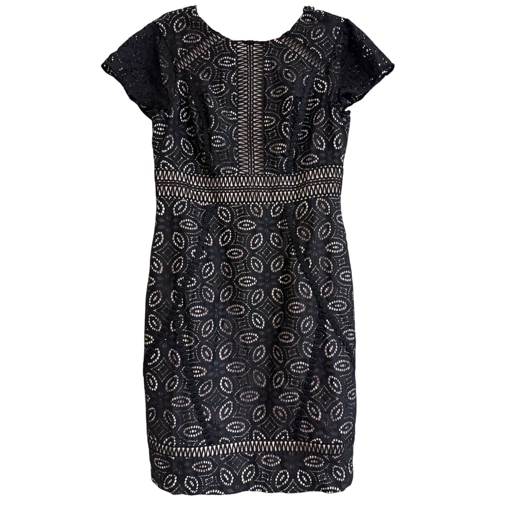 Lilly Pulitzer Black Floral Medallion Lace SUZANNE Dress